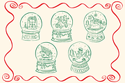 Christmas Snow Globes Hand Drawn, a Seasonal Illustration by LemonDesign (Thumbnail 2 of 3)