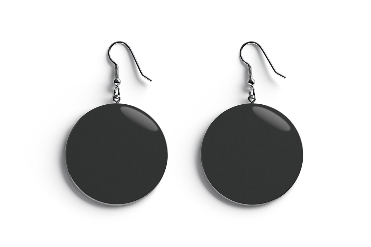 Black Round Earring Pair 3D Model, an Object 3D Model by rebrandy (Photo 3 of 9)