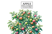 Apple Clipart Set Watercolor PNG, a Food Illustration by VM PARTYS  BY TAIRUMA (Thumbnail 3 of 7)