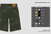 Camo jorts pants mockup, a Bottom Mockup by Voyage Studio (Thumbnail 3 of 3)