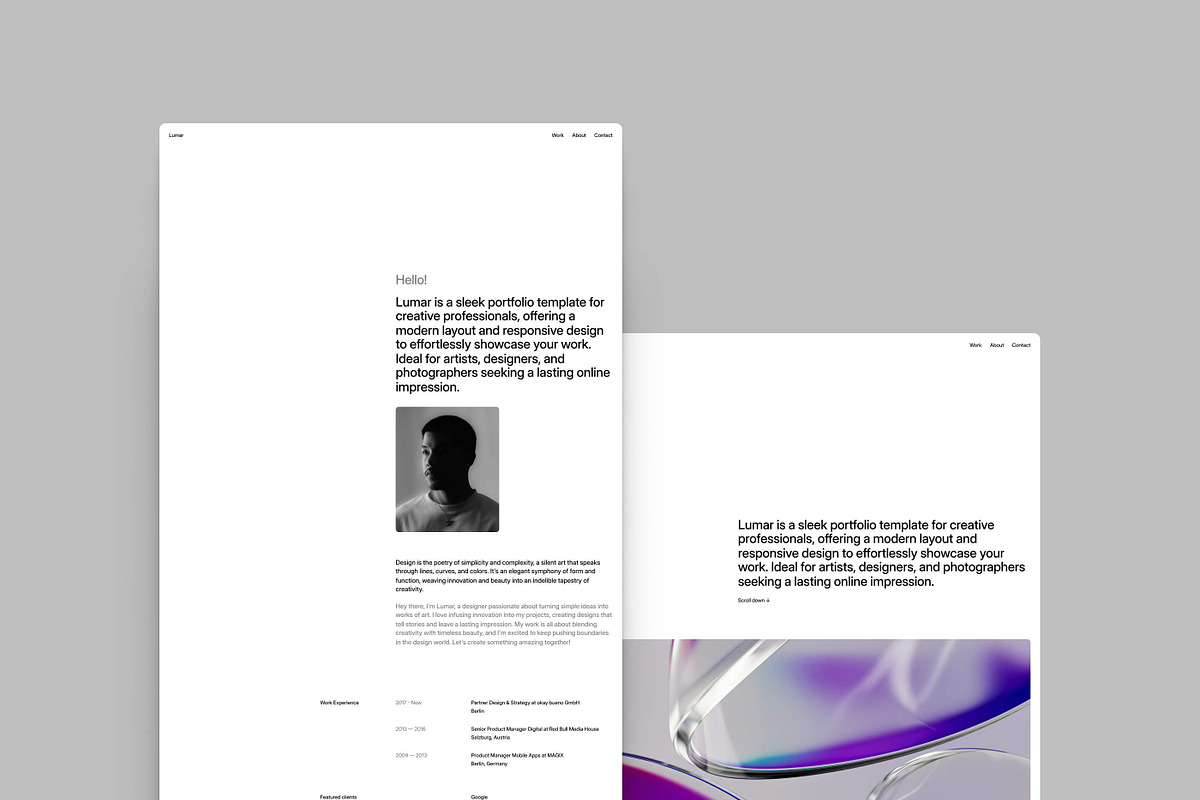 Lumar - Portfolio Framer Template, a Landing Page Template by Asad Digital (Photo 1 of 3)