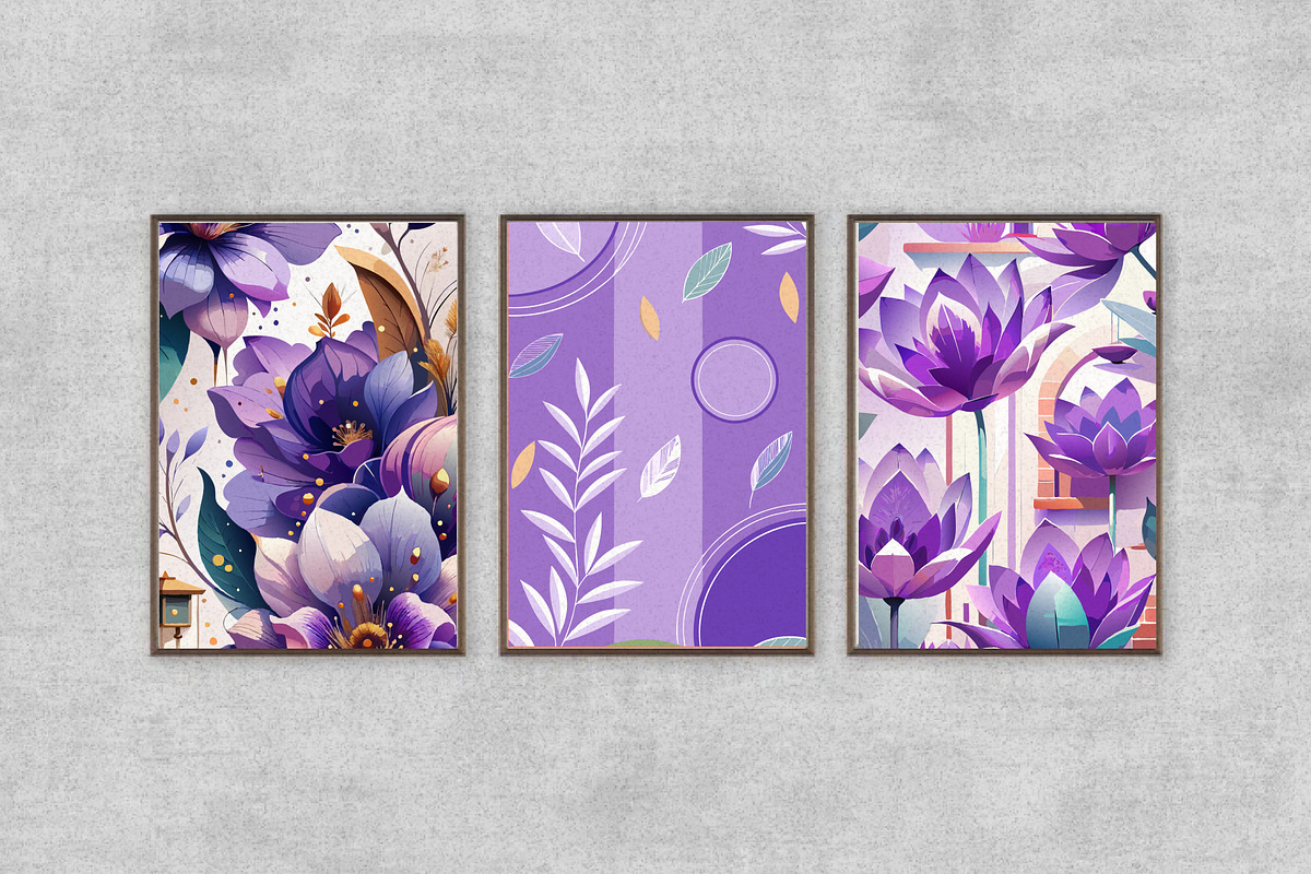 Green & Purple Botanical Wall Art, a Wallpaper Graphic by Helospace (Photo 3 of 10)