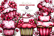 Whimsical Spring Cupcake Clipart, an Illustration by CreationArt (Thumbnail 1 of 7)