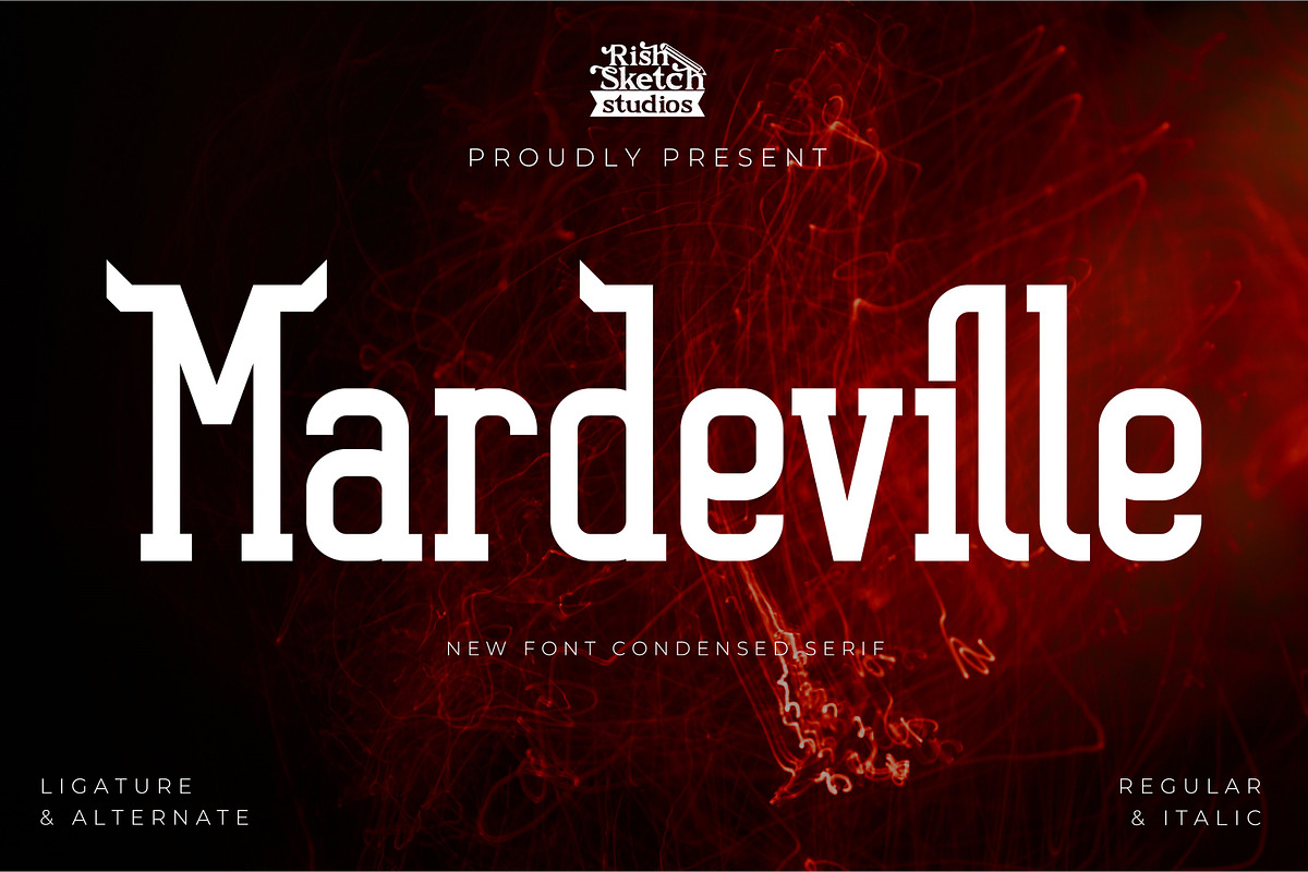 Mardeville - Serif Condensed Font, a Serif Font by Rishsketch (Photo 1 of 15)