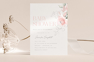 Pink Roses Baby Shower Invite