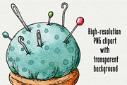 Sewing supplies watercolor clipart, an Object Graphic by Trinibis (Thumbnail 4 of 5)