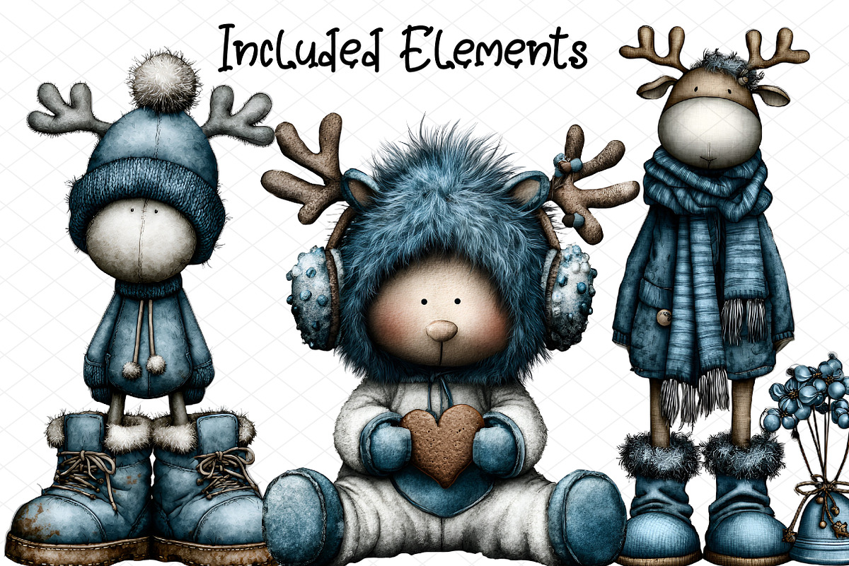 Whimsical Christmas Icy Blue Reindee, an Illustration by cherrydesign (Photo 2 of 4)