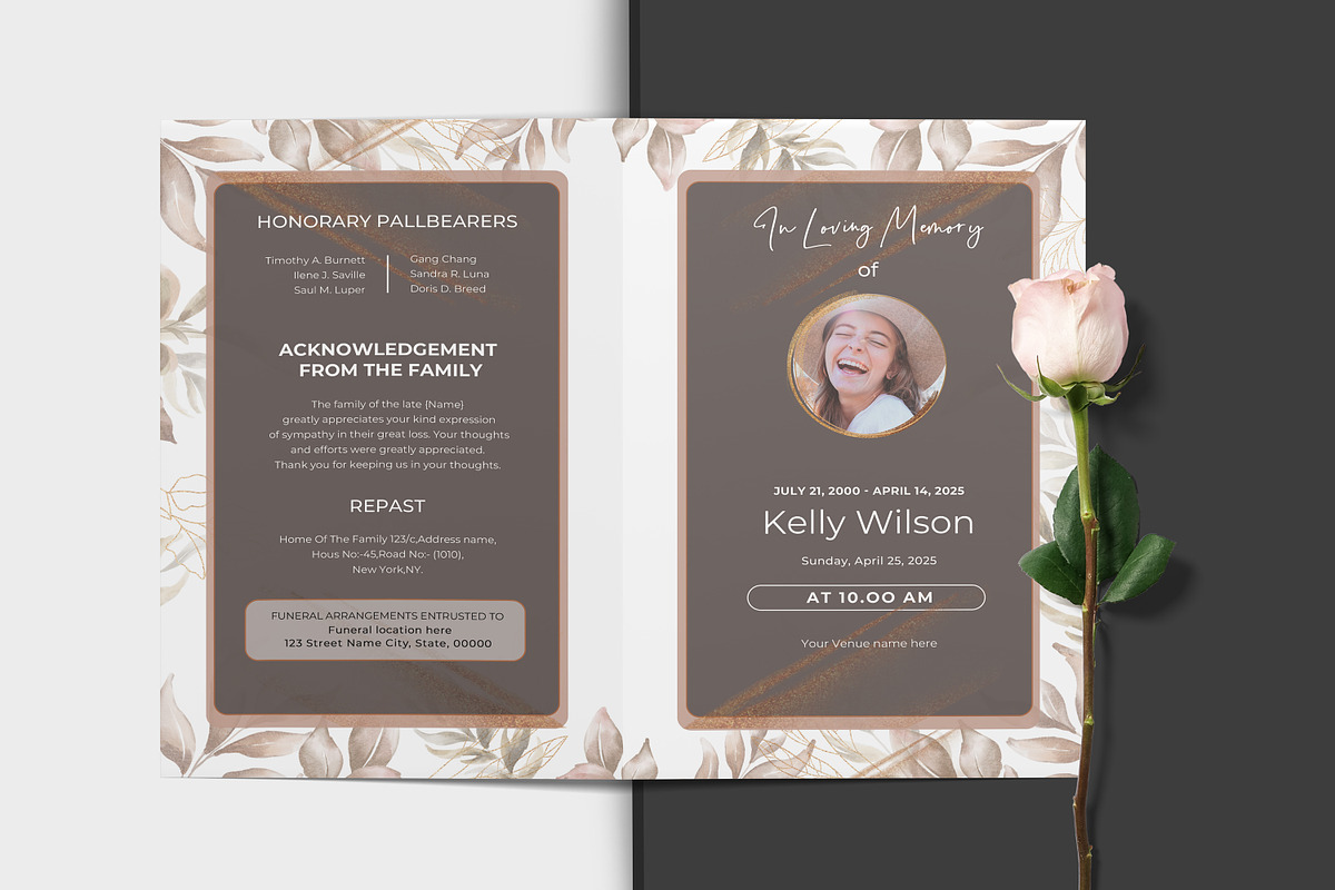 Funeral Program And Prayer Card, a Brochure Template by crazyOWL (Photo 6 of 8)