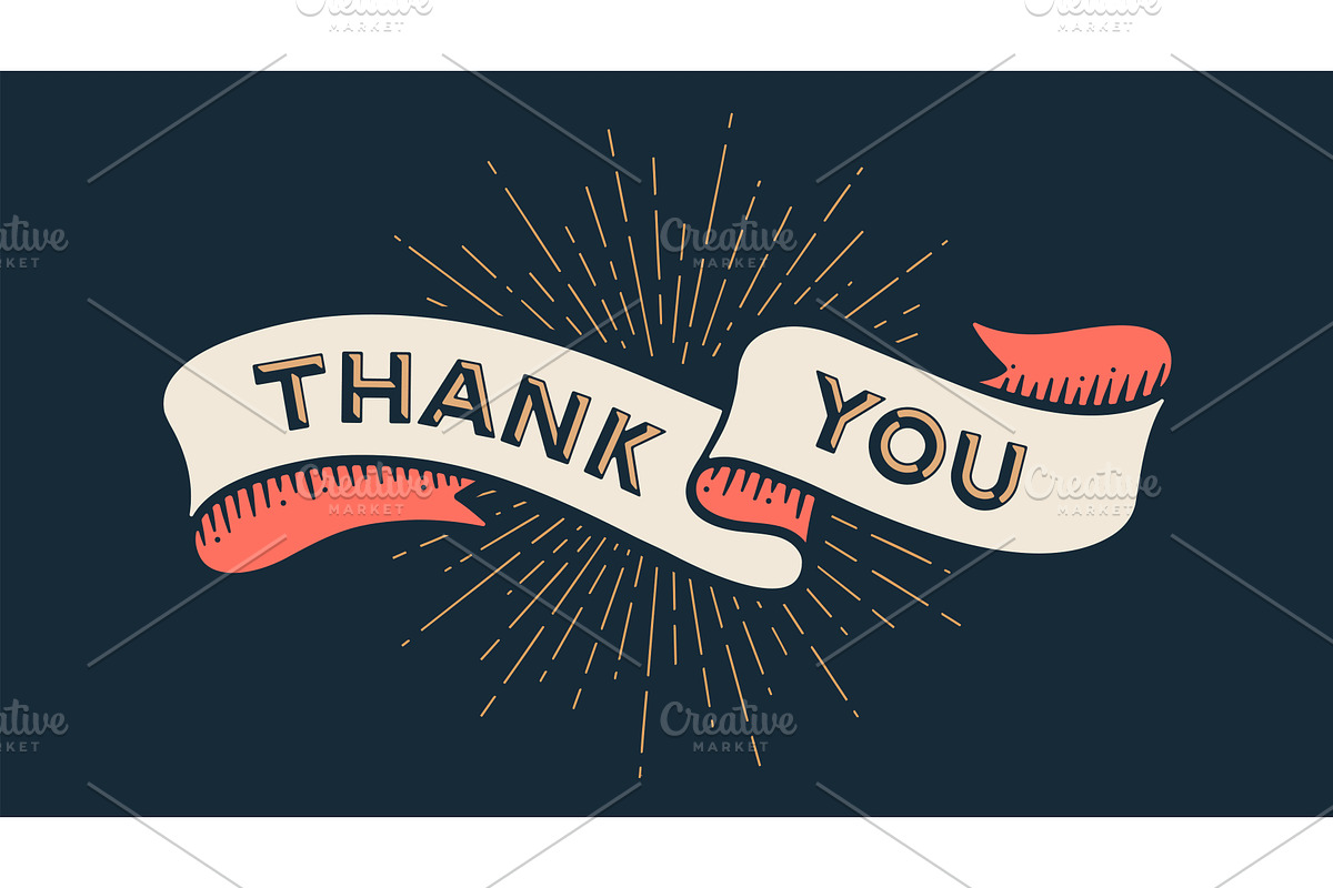 Thank You, ribbon banner, an Illustration by Foxys Graphic