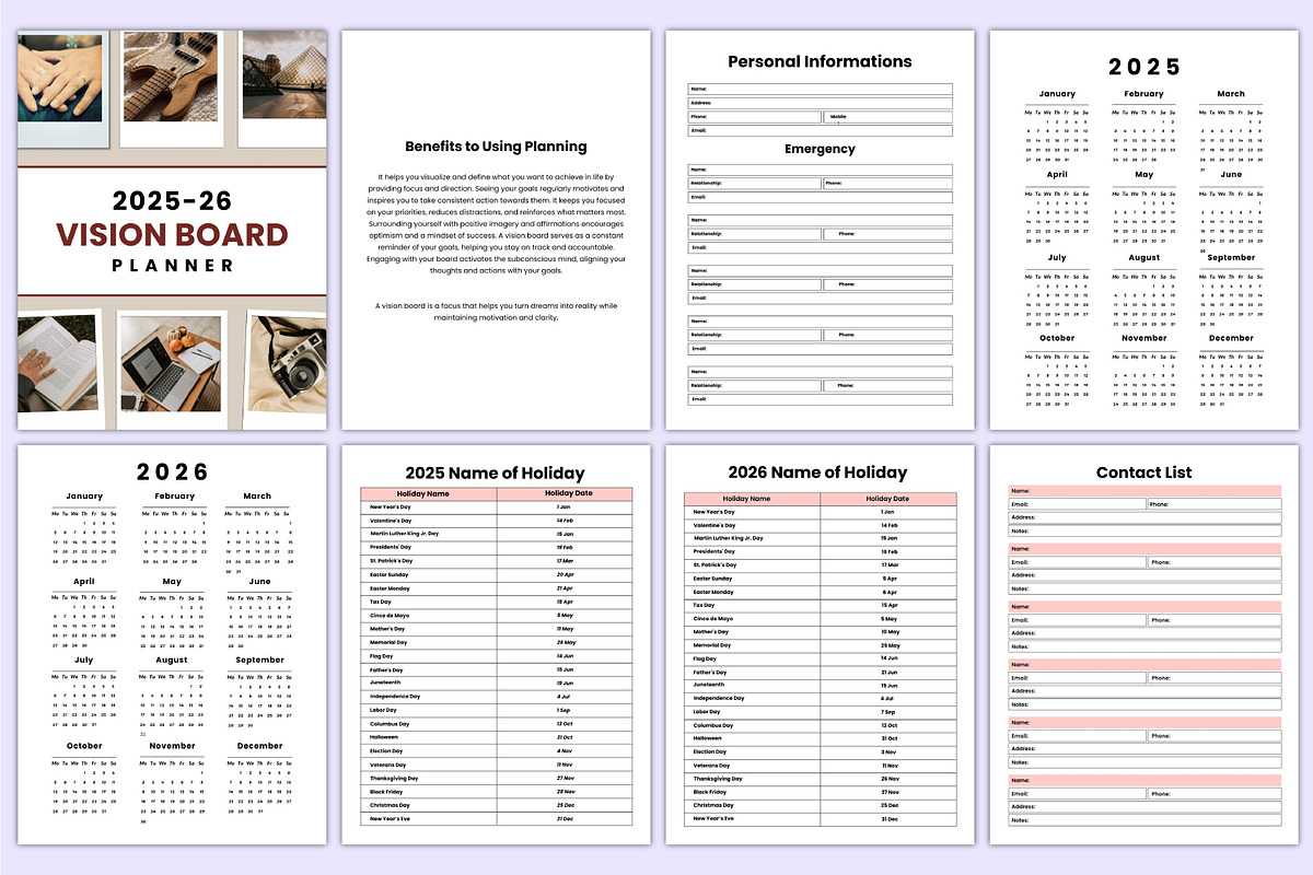 2025-2026 Vision Board Planner Canva, a Stationery Template by Mustafiz (Photo 2 of 7)