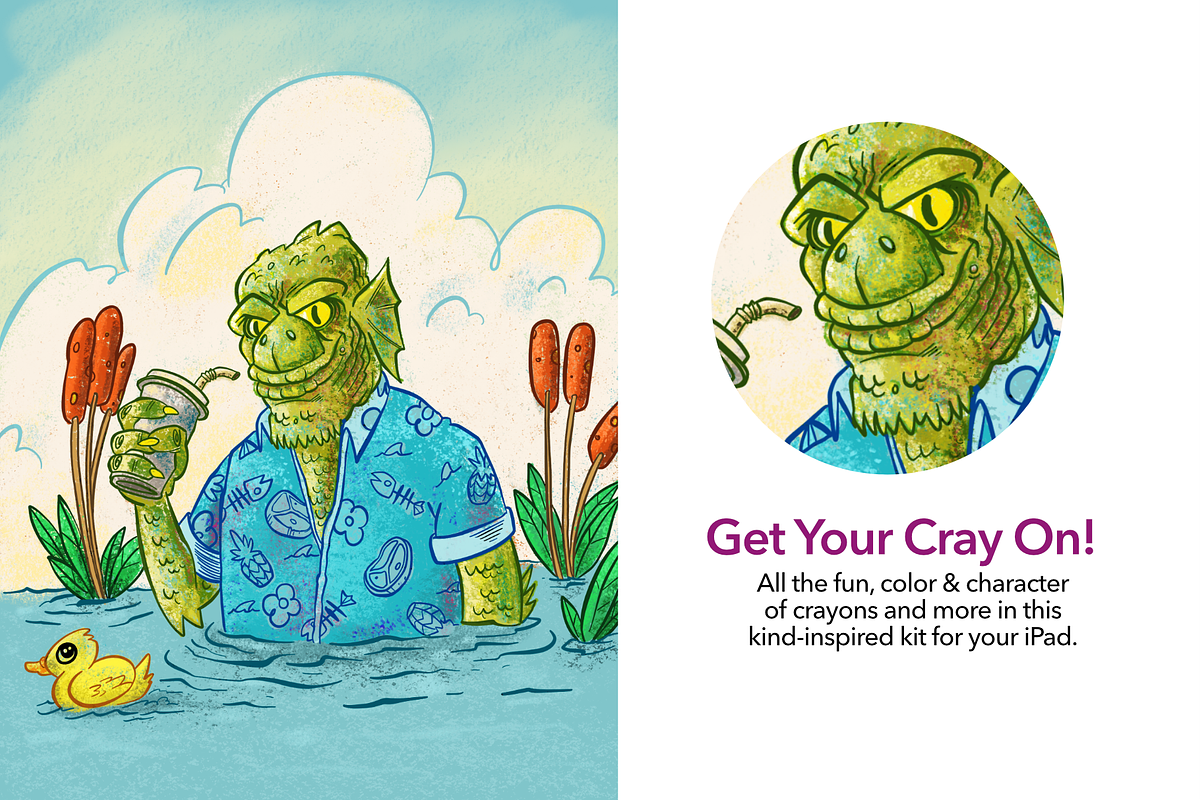 Procreate Cray-Cray Crayon Brushes, a Brush Add-On by Ink Gang Boss (Photo 2 of 8)