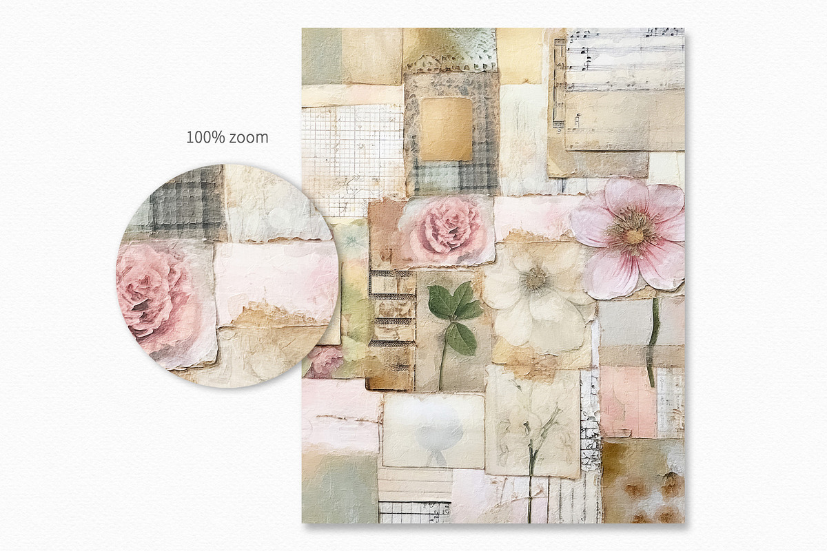 Vintage Pastel Collage Paintings, a Decorative Illustration by rileyBgraphics (Photo 6 of 6)