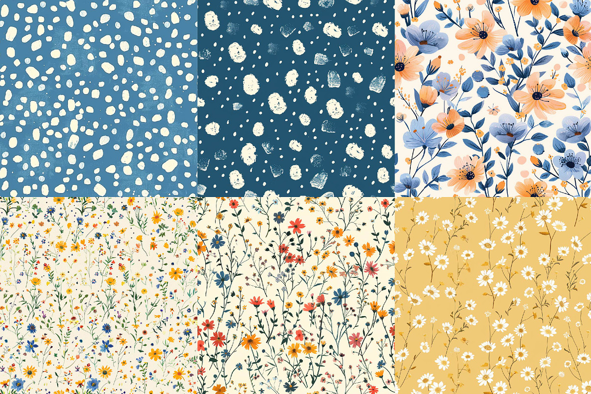 Floral Summer Digital Paper Bundle, a Texture Illustration by DreamPrint404 (Photo 6 of 7)