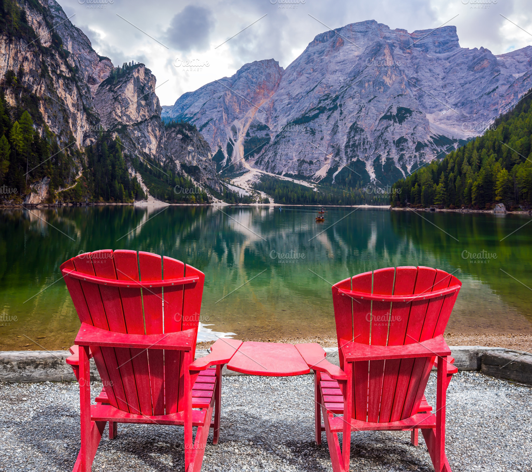Two comfortable red deck chairs, a Nature Photo by kavram