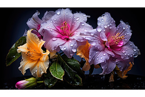 garden rain flowers ai generated, a Nature Photo by pikepicture