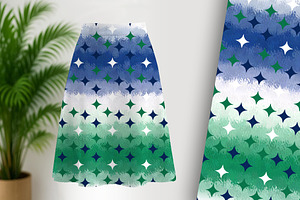 Diamond on Blue White and Green, a Pattern Graphic by Sharon Schwalbe