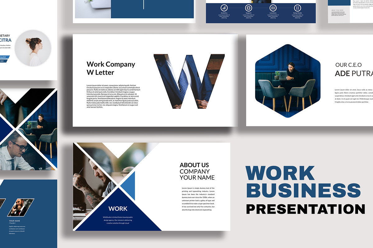 Work Business Powerpoint, a Presentation Template by Infinity Vector Studio