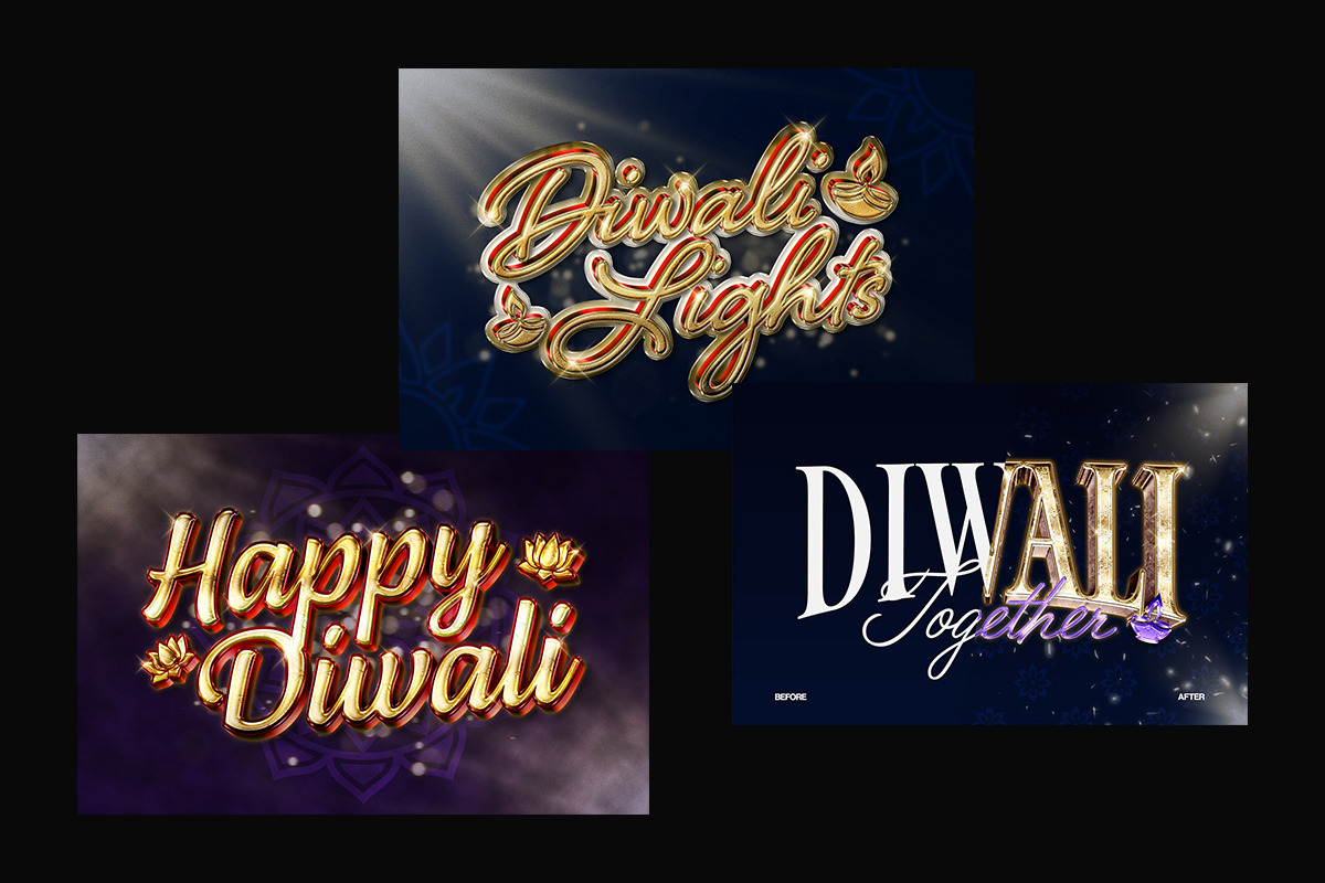 Diwali Gold Text Effect, a Layer Style Add-On by Matsero (Photo 2 of 4)