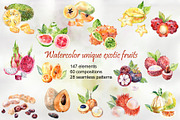 Watercolor tropical fruits., an Illustration by TaPilipa (Thumbnail 1 of 39)