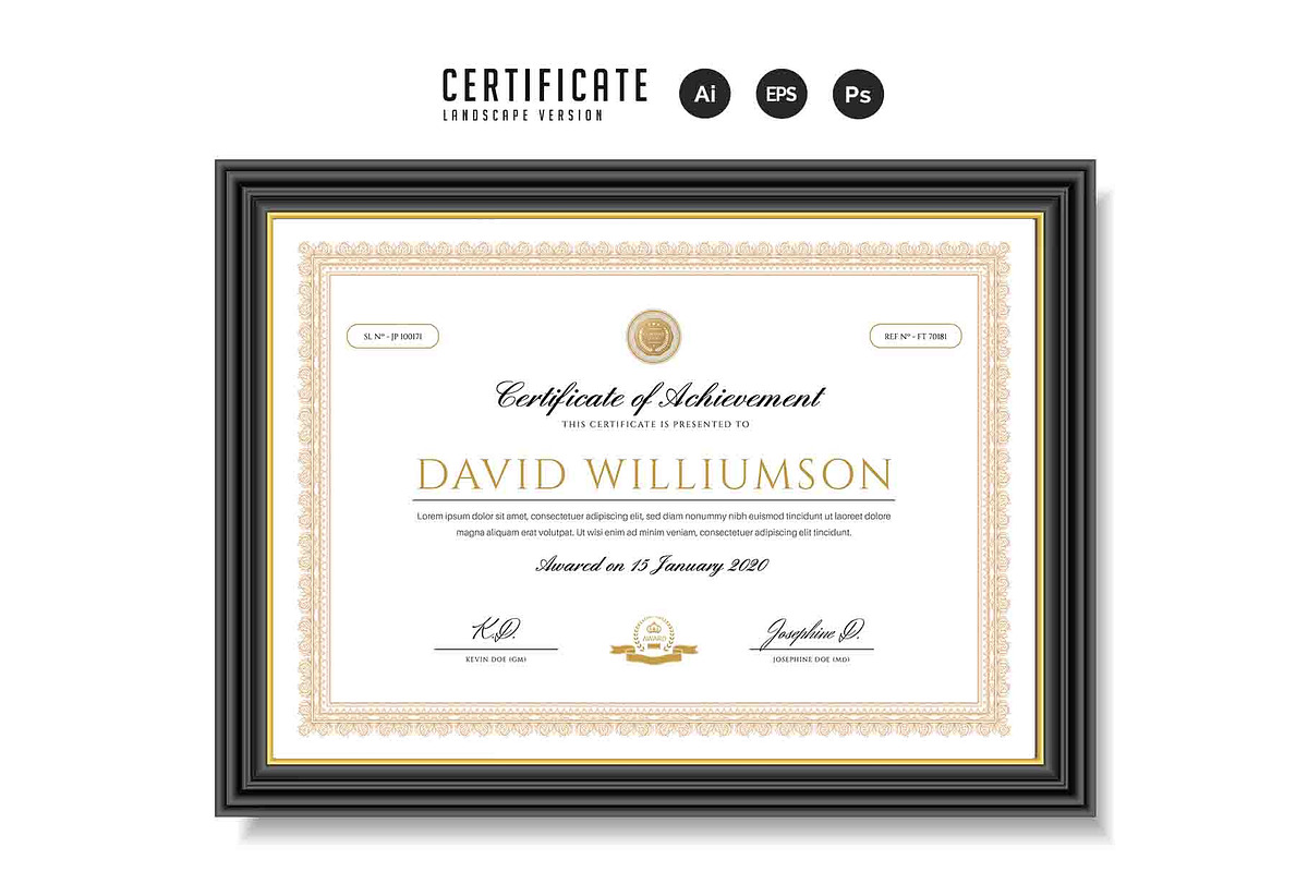 202. Modern Certificate Template, a Stationery Template by CreativeRezwan (Photo 3 of 3)