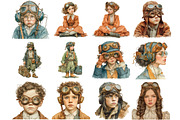 Vintage Kids Steampunk Ephemera, an Illustration by DreamArtGraphic (Thumbnail 3 of 4)