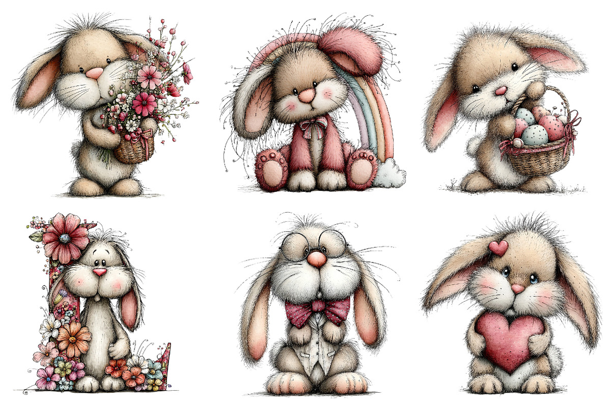 Whimsical Easter Bunny Clipart PNG, an Illustration by Dream Creation (Photo 6 of 7)