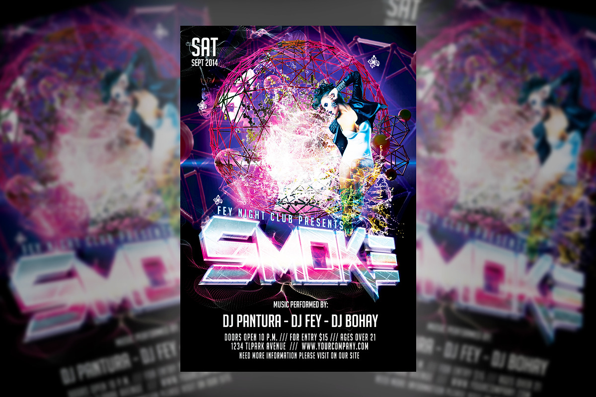 Smoke Party Flyer, a Flyer Template by feydesign (Photo 2 of 2)