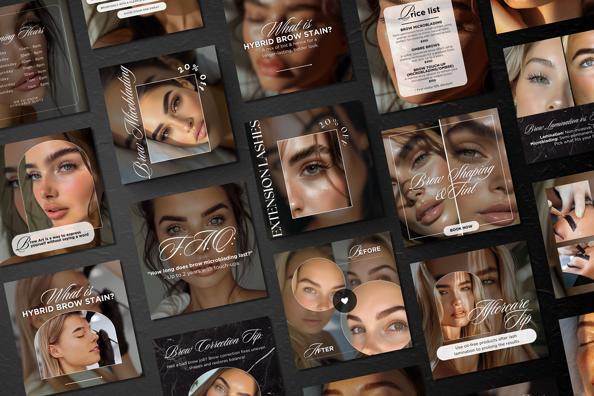 Lash and Brow Tech Canva Templates, a Social Media Template by DesignsbyMariaStudio (Photo 3 of 12)