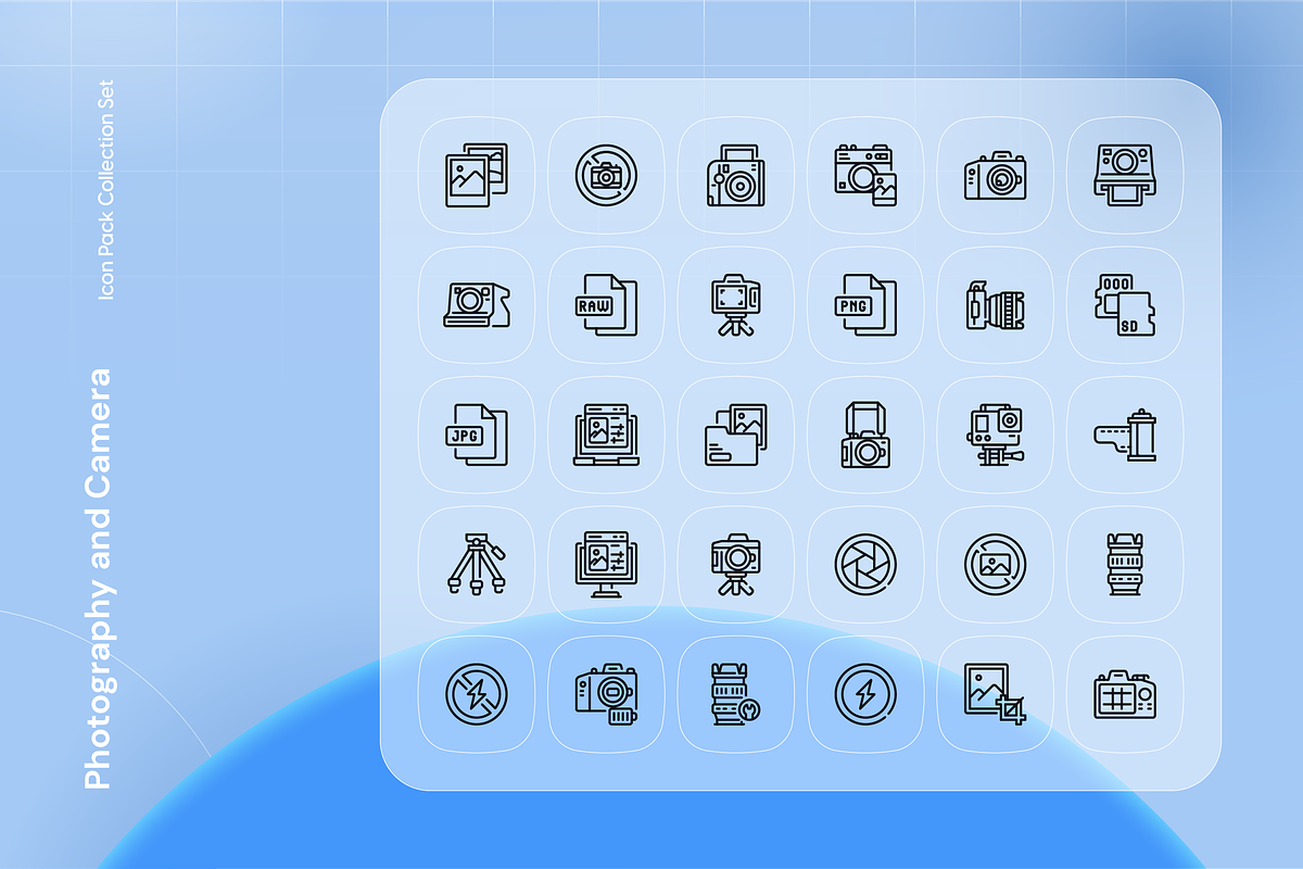 Photography and Camera Icon Set, an Outline Icon by Nathaya Studio (Photo 2 of 2)