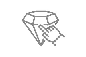 Finger click on diamond line icon, an Object Illustration by GraphiShop