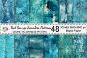 Teal Grunge Seamless Patterns, a Pattern Graphic by Canvas Craft (Thumbnail 1 of 9)