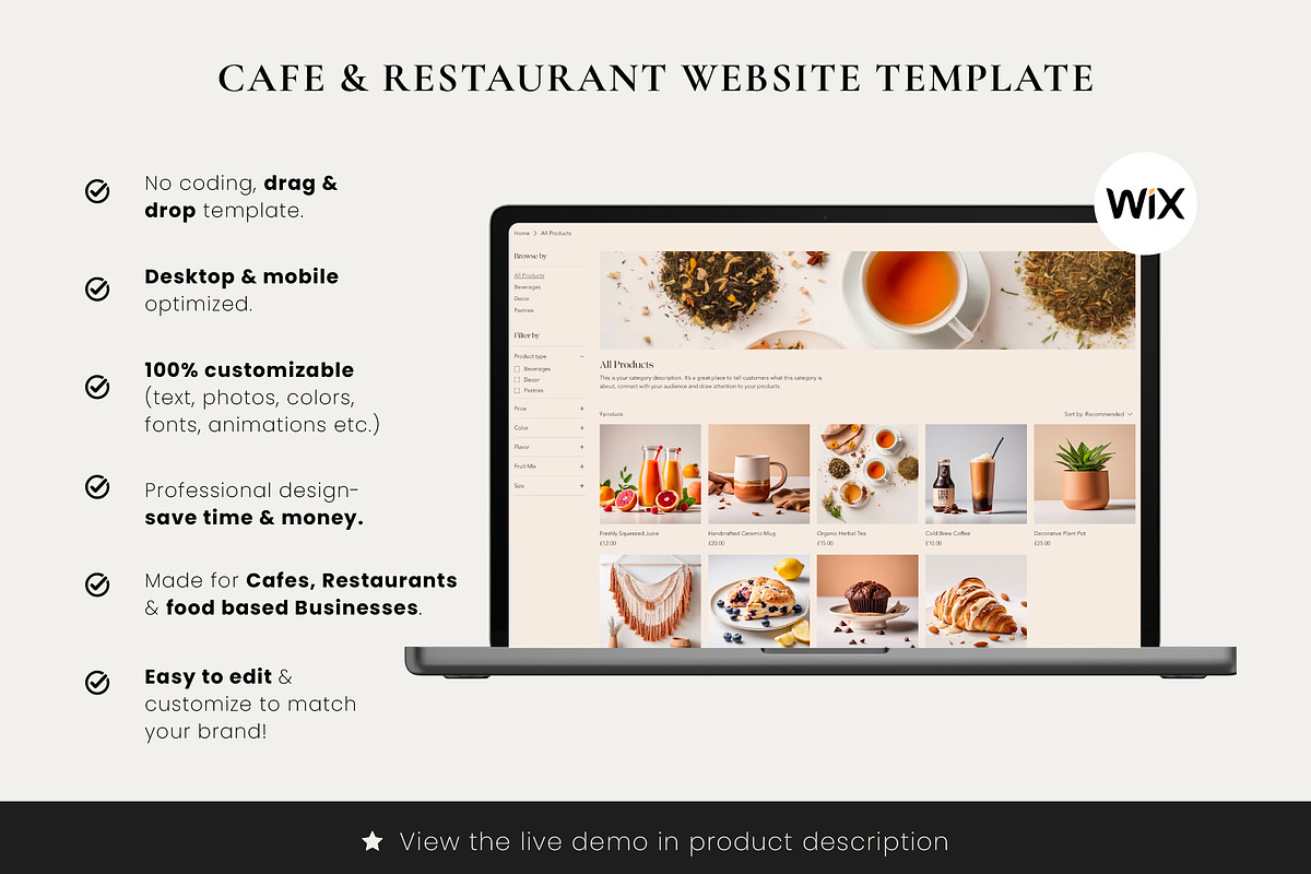 Restaurant, Cafe Wix Website, a Wix Template by Sky Dore Design (Photo 4 of 13)
