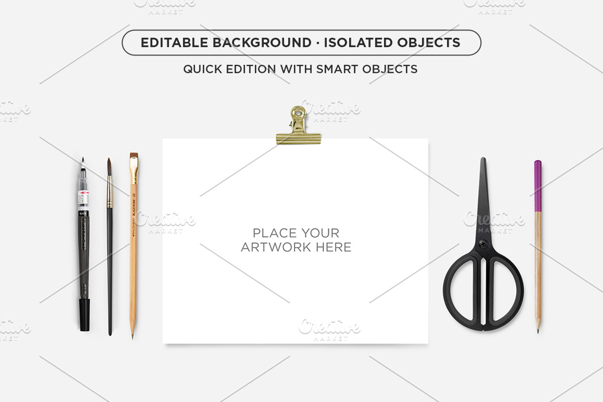 Mockup . Gold Paper Clip, a Print Template by tomodachi studio (Photo 4 of 6)