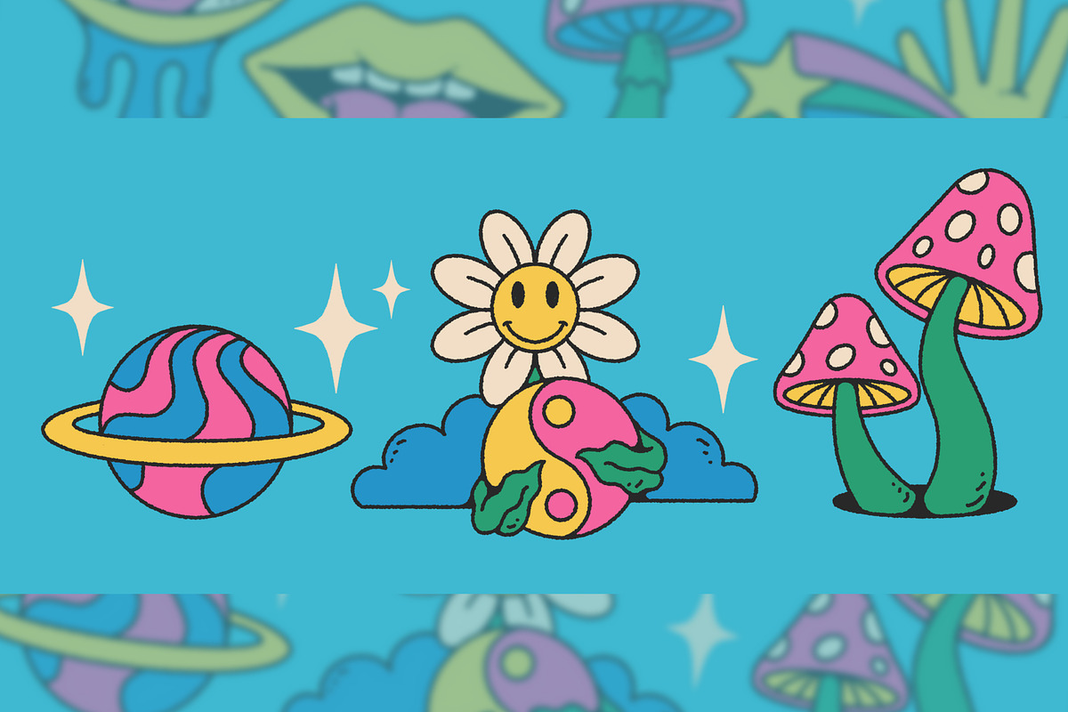Groovy 70s Psychedelic Clipart, an Object Graphic by Bromz Studio (Photo 4 of 5)