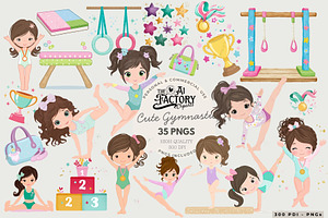 Cute Gymnastics Girl Clipart PNGs
