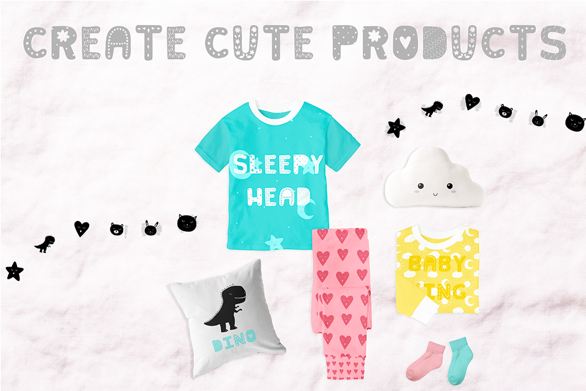 Bear cub Scandinavian kids font+MORE preview 8