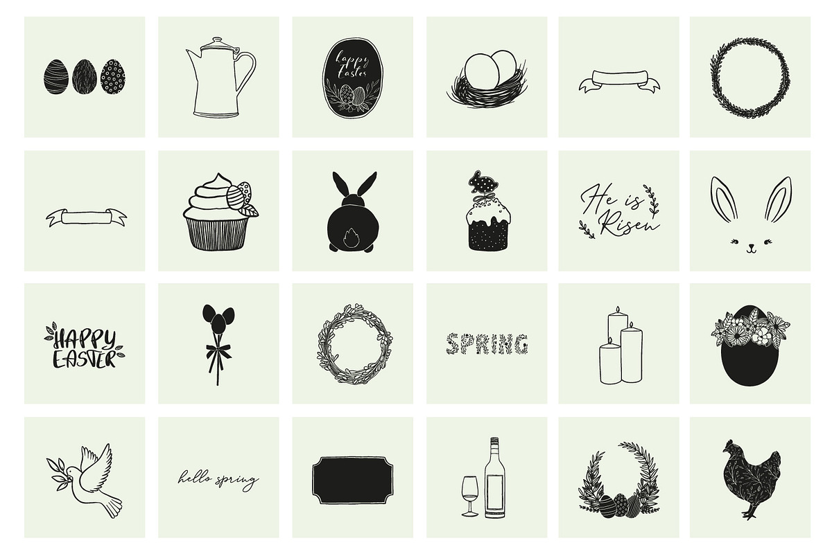 120 Spring & Easter Elements, an Animal Illustration by PeDe Designs