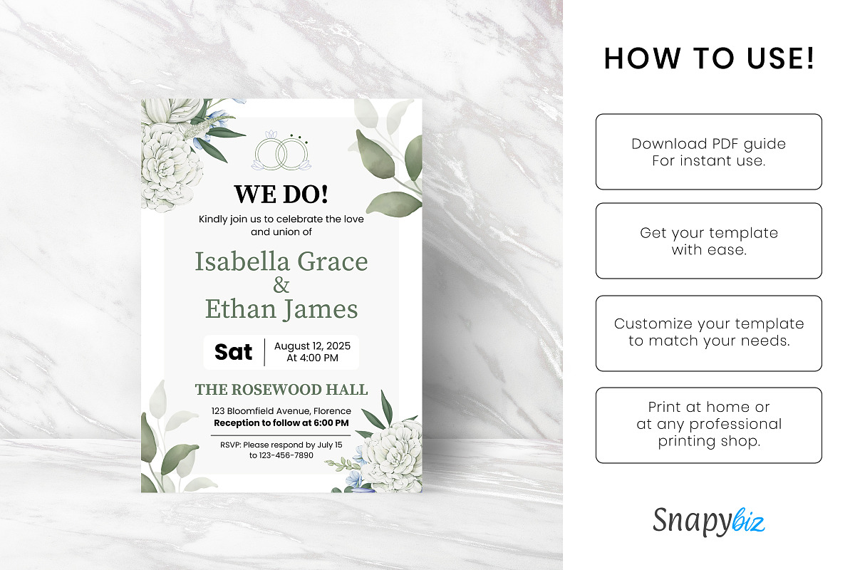 Creamy Rose Wedding Invitation Temp, an Invitation Template by Snapybiz (Photo 8 of 9)