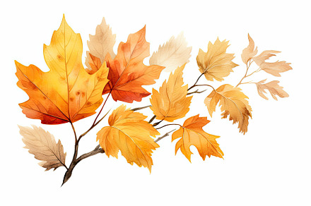 A beautiful watercolor painting of autumn leaves, ideal for capturing the essen, a Nature Photo by José Manuel Gelpi