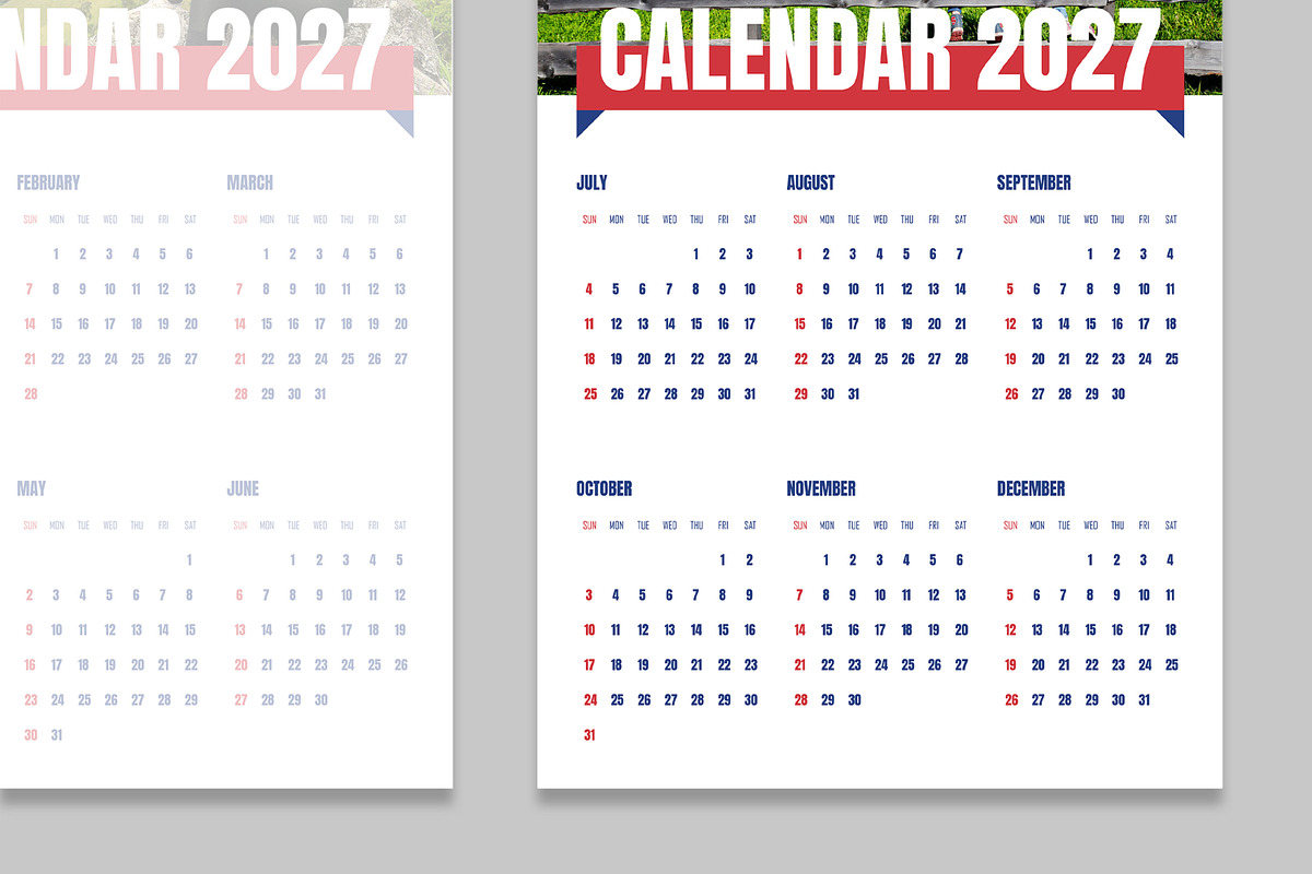 Creative Two Page Calendar 2027, a Stationery Template by MightyDesign (Photo 5 of 8)