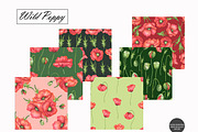 Watercolor Poppy Seamless Patterns, an Illustration by OlDm_Shop (Thumbnail 2 of 10)