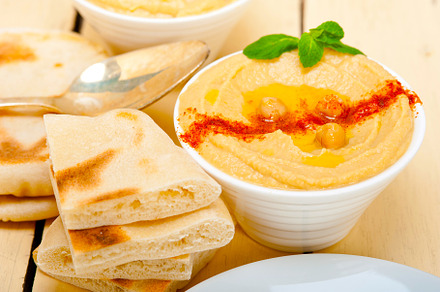 Hummus with pita bread, a Food & Drink Photo by keko64