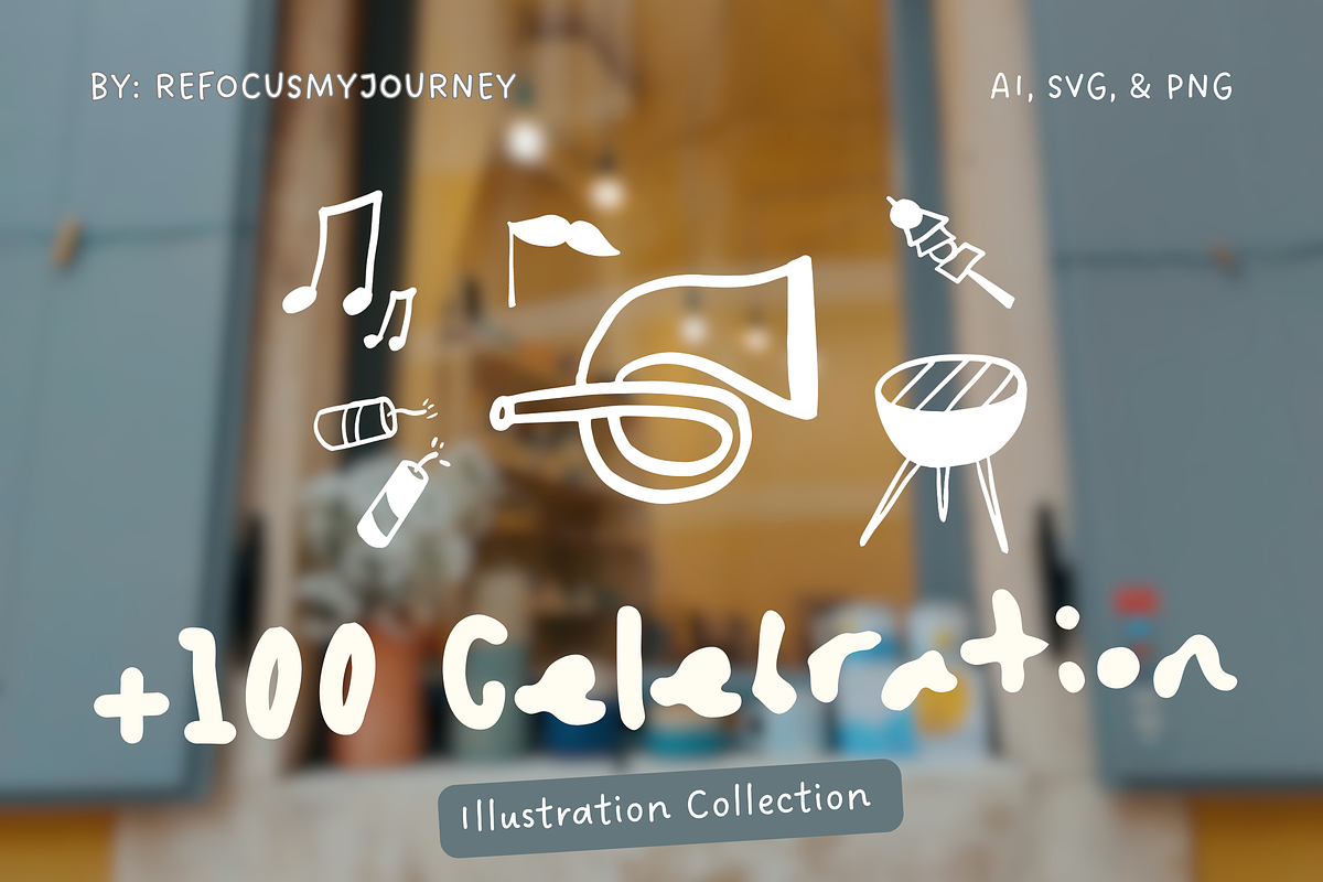 +100 Celebration Doodle Illustration, a Seasonal Illustration by The Journey Atelier (Photo 1 of 5)
