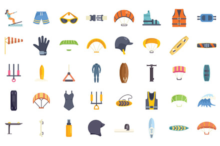 Kitesurfing and surfing equipment, a Sport Illustration by Ylivdesign