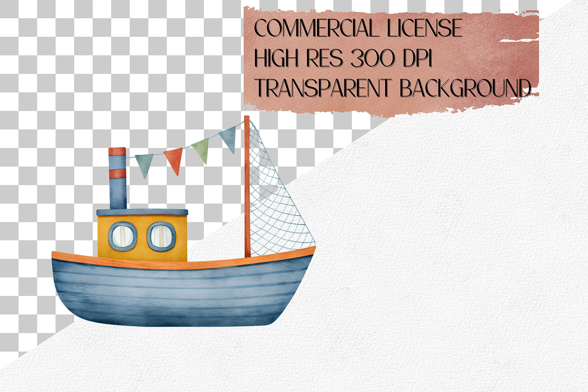 Watercolor Nautical Clipart Set, an Illustration by CropUp Creative (Photo 5 of 7)