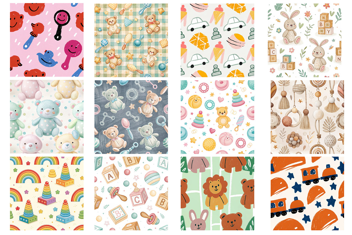 Seamless Baby Boy Digital Papers, an Illustration by Wow Magic (Photo 2 of 2)