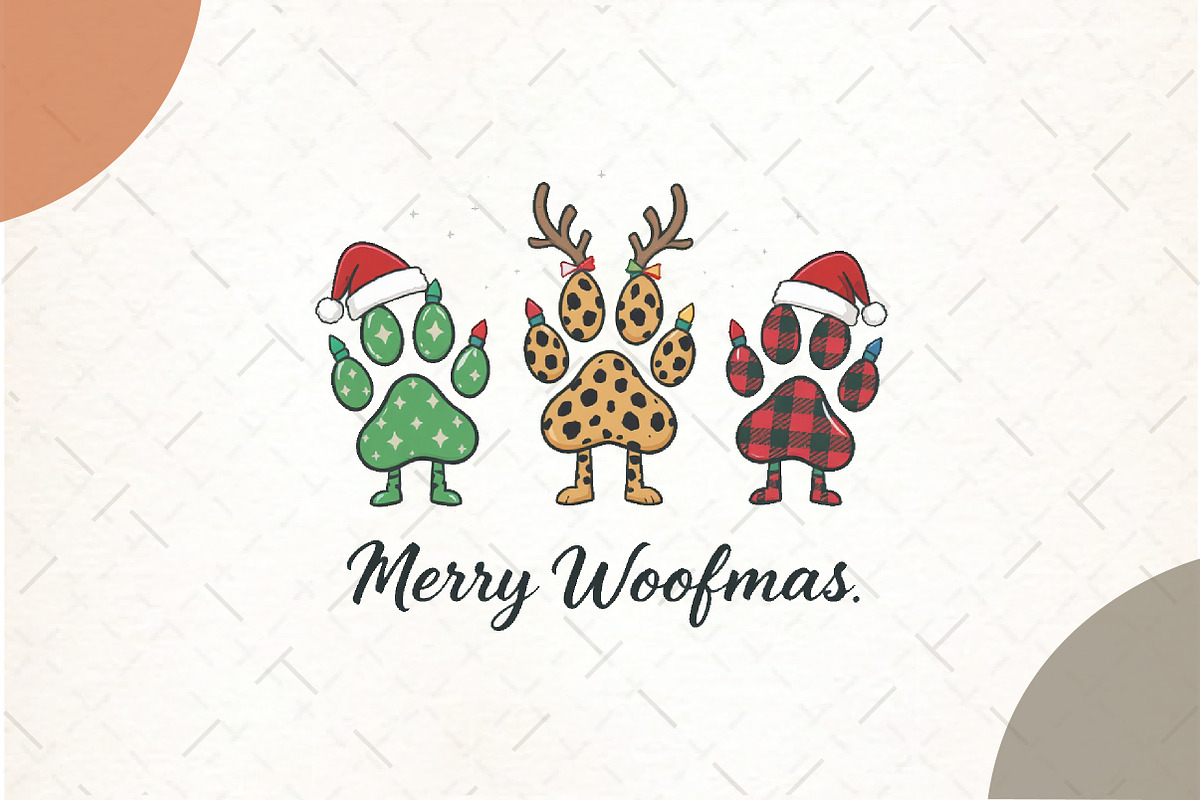 Merry Woofmas PNG, an Illustration by Watercolor design (Photo 1 of 5)