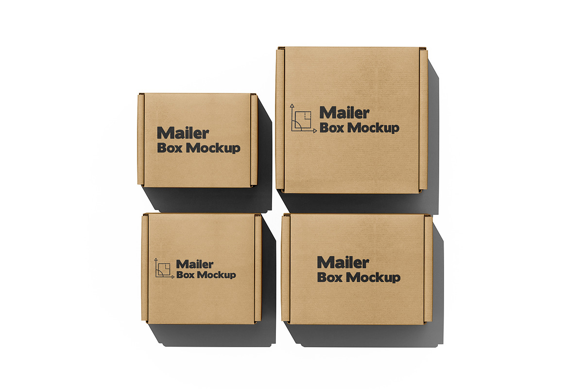 Square Kraft Mailer Box Mockup Set, a Packaging Mockup by pixelmock (Photo 14 of 16)