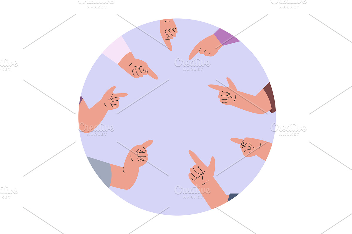 Human hands pointing in empty center, a Person Illustration by Valerie Bodnar