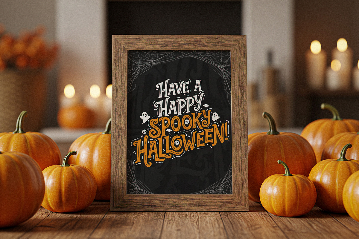 Halloween Themed Wooden Frame Mockup, a Product Mockup by Designer Dude